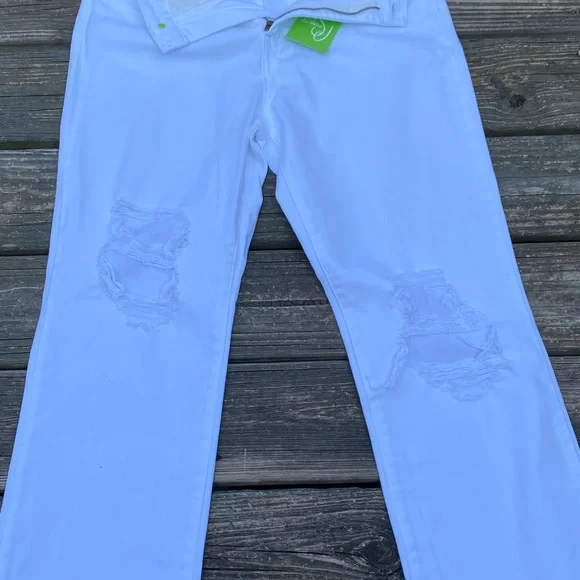 Sam Edelman Yaro jeans white distressed high rise pinched waist size 29 NWT - Picture 5 of 8